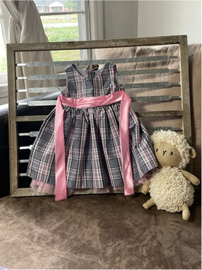 Girls Youngland Formal Dress 18 Months Gray Pink Plaid